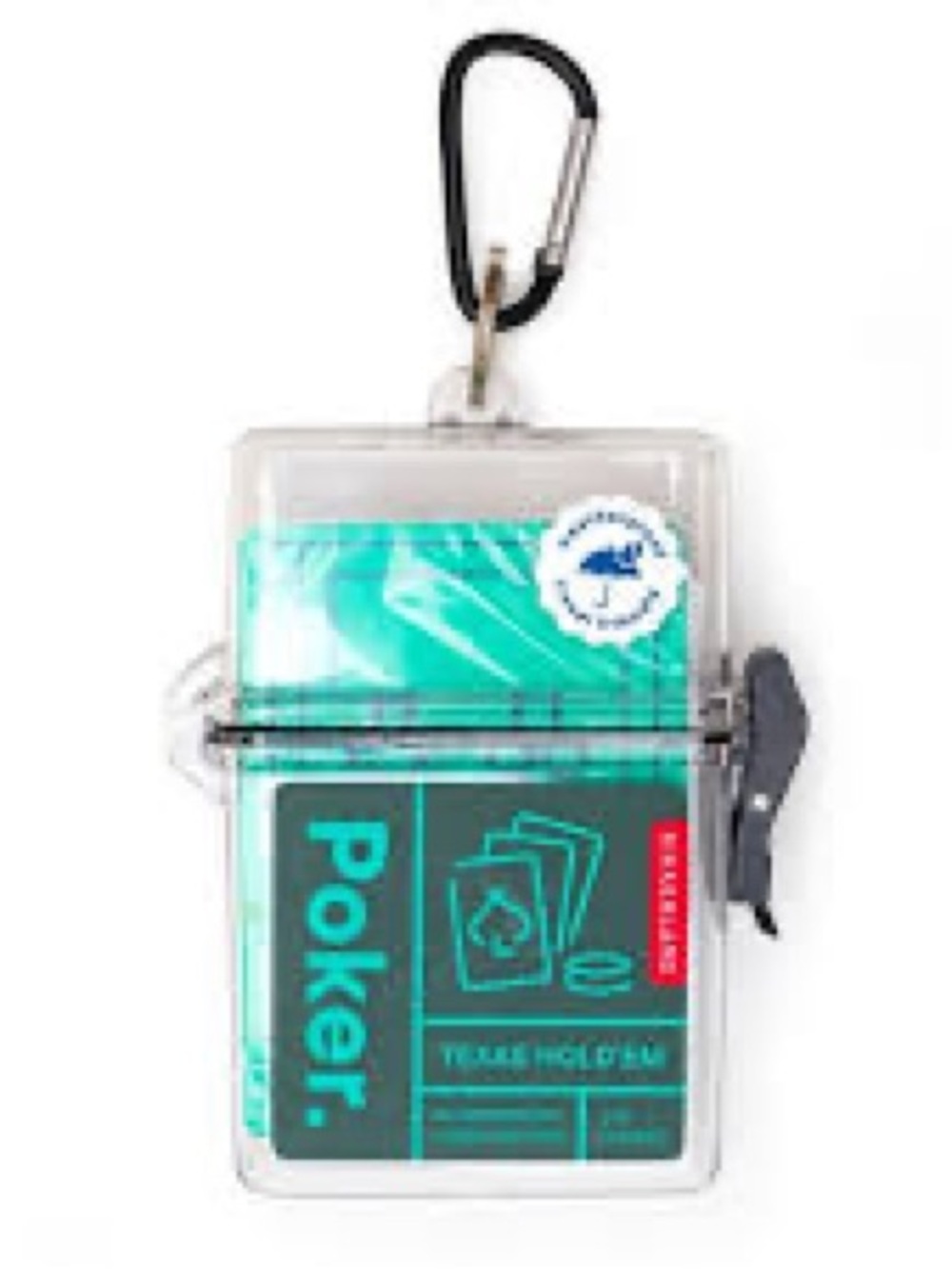 Kikkerland Teal Poker Card Case with Keyring